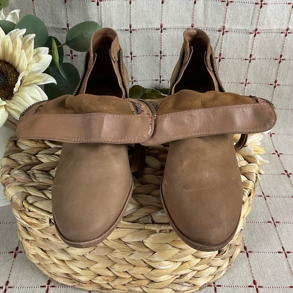 Sam Edelman “Packer” Ankle Boots Tan Leather Double Zip Bootie Sz 6.5 PreLoved - Picture 4 of 8